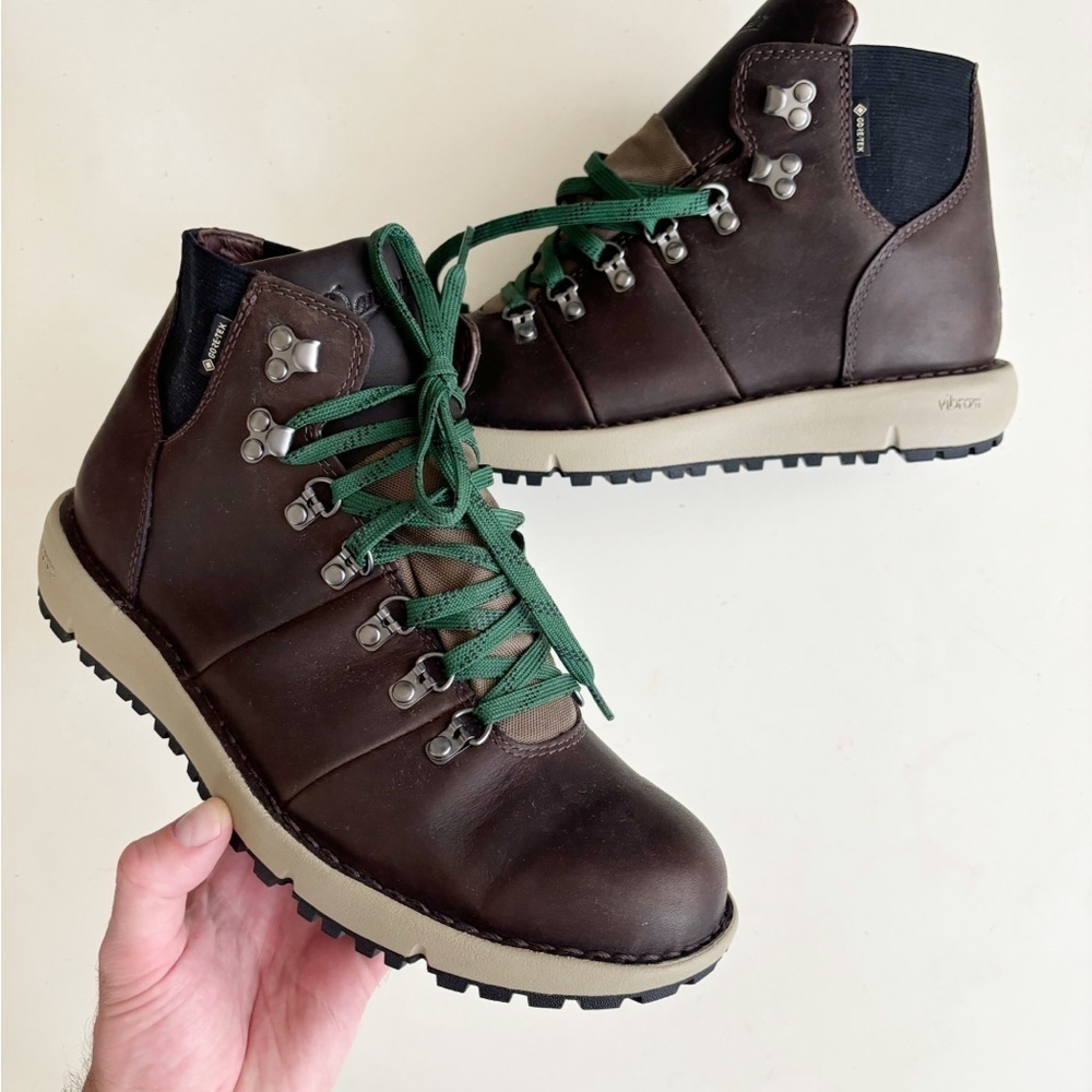 Danner Brown Leather Hiking Boots with Green Laces